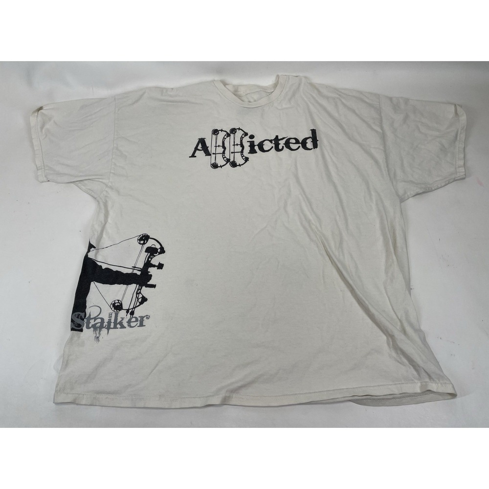String Stalker Addicted Bow Hunting‎ Archery Graphic T Shirt Mens Size 3XL White